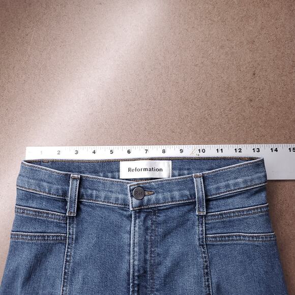 Reformation Suzie Jeans Wmns 27 Blue Med Wash Skinny Mid Rise Preppy Y2k Modern - Picture 3 of 13